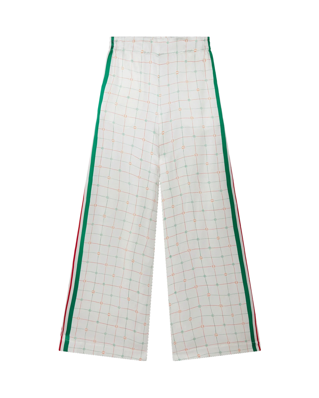Tennis Club Check Wide Leg Silk Trousers - 1
