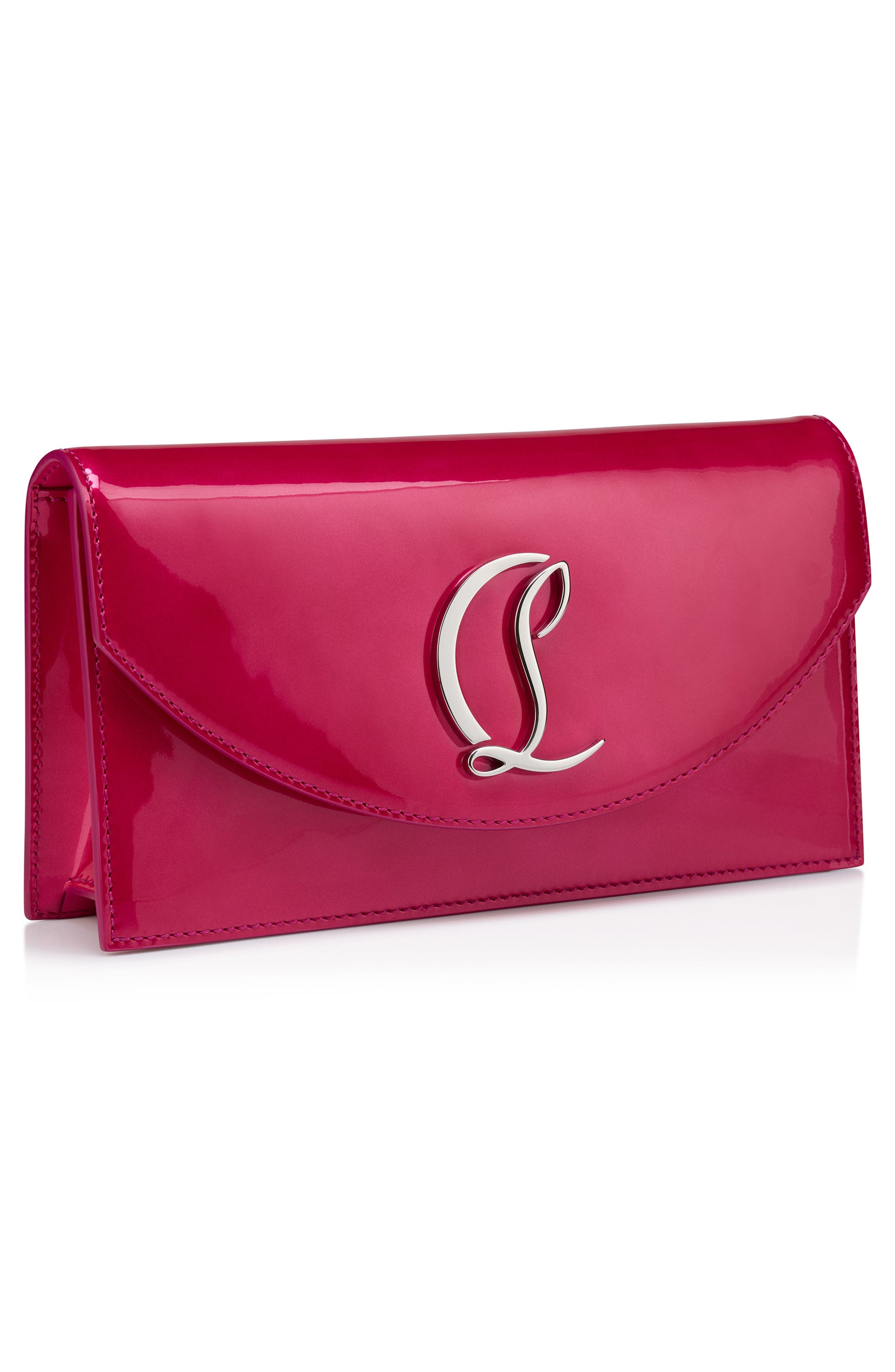 Christian Louboutin Loubi54 Patent Leather Clutch in Pinup/Silver at Nordstrom - 5