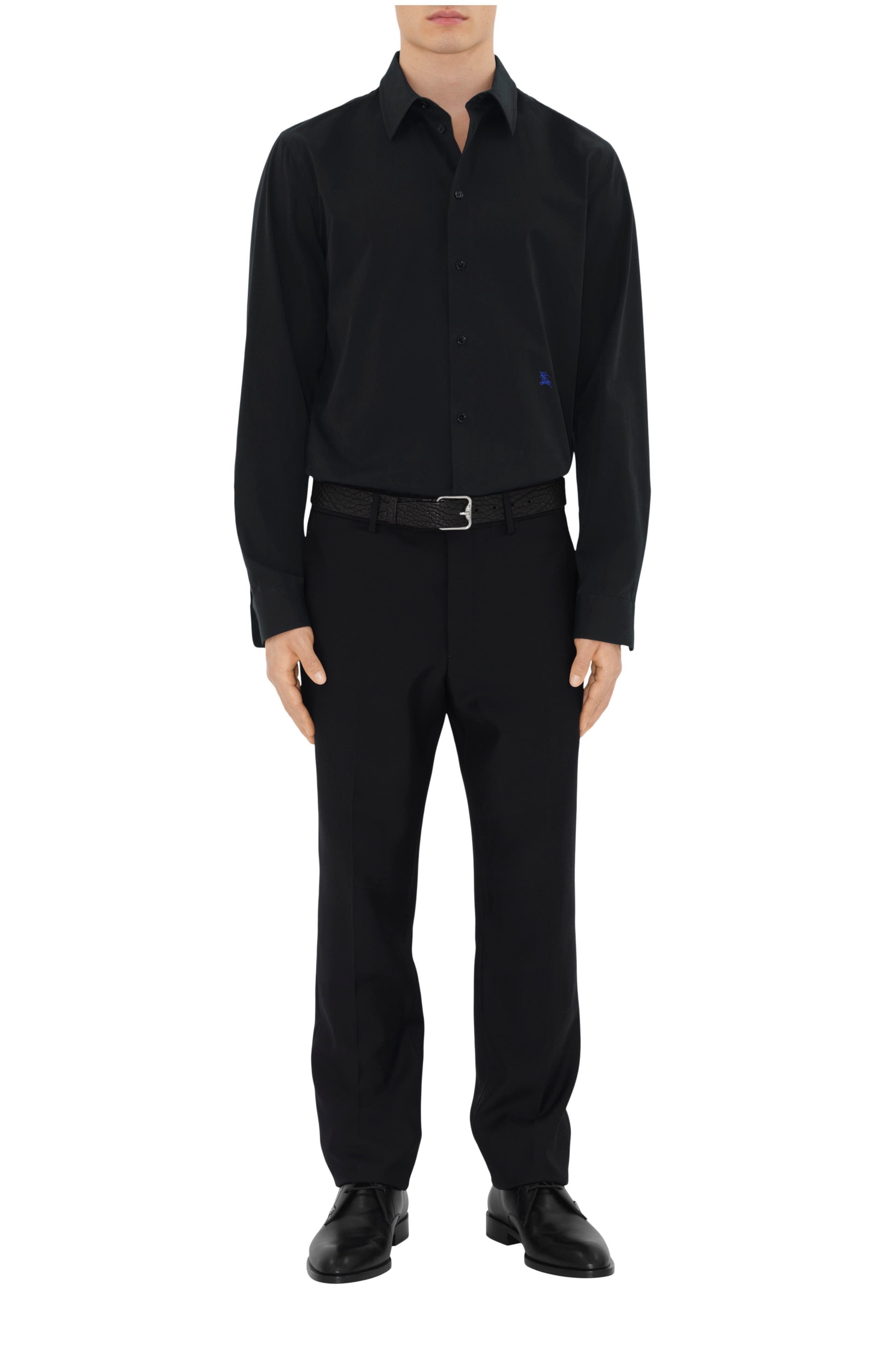burberry Slim Fit Cotton Formal Shirt in Black at Nordstrom - 1