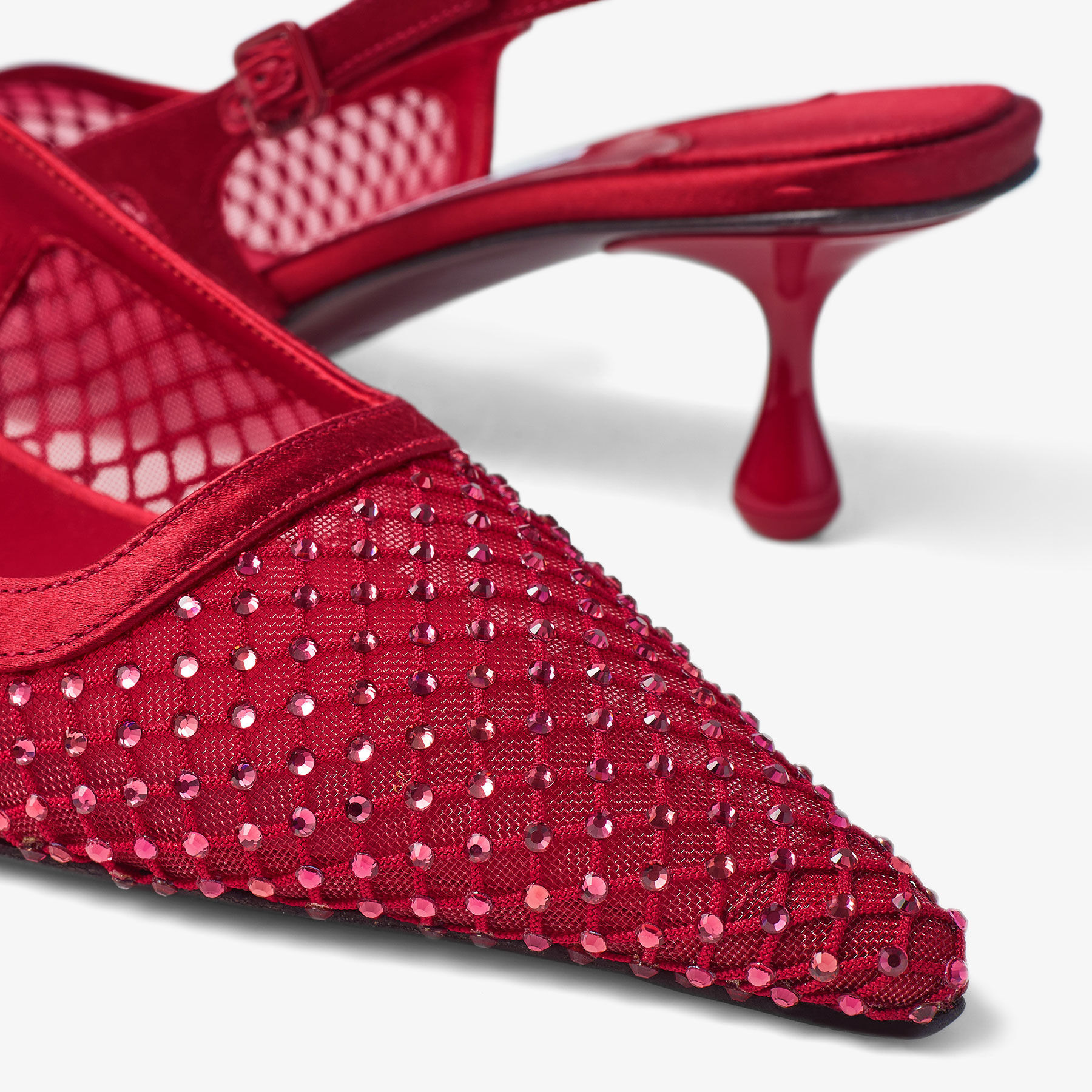 Amel 50
Ruby Red Crystal Mesh and Satin Pumps - 3