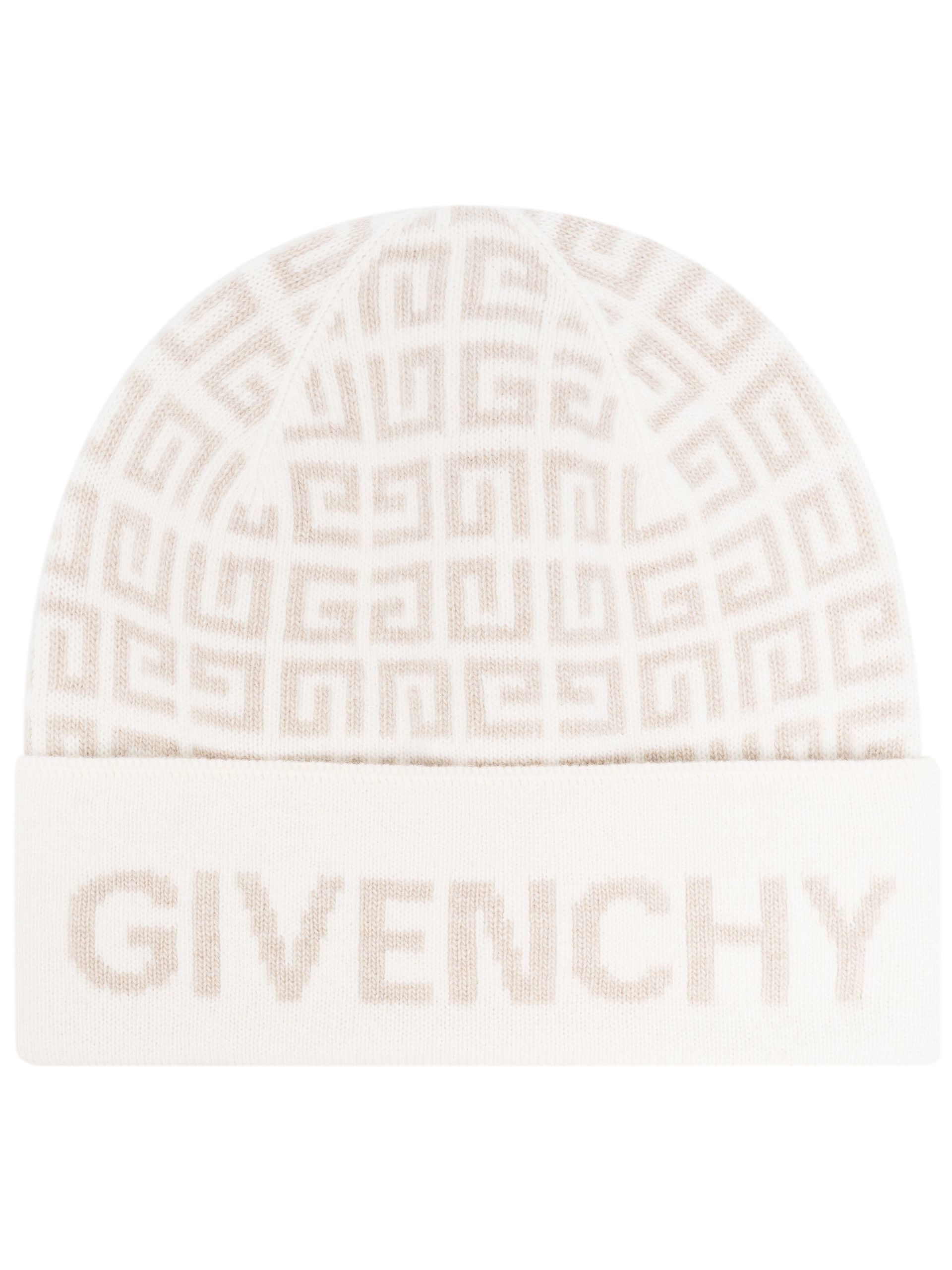 neutral logo knit wool beanie hat - 1