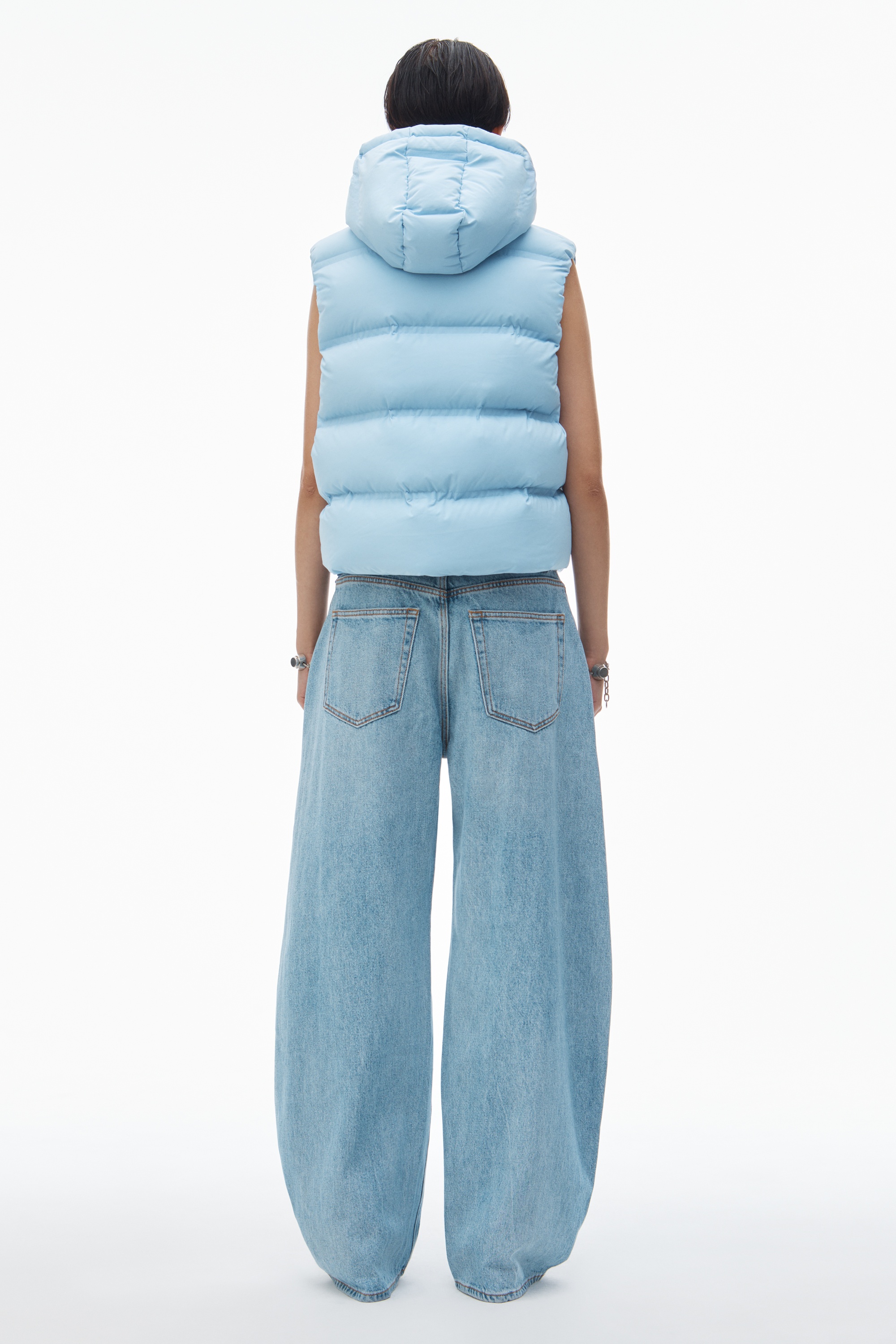 cropped channel vest in feather & down - 5