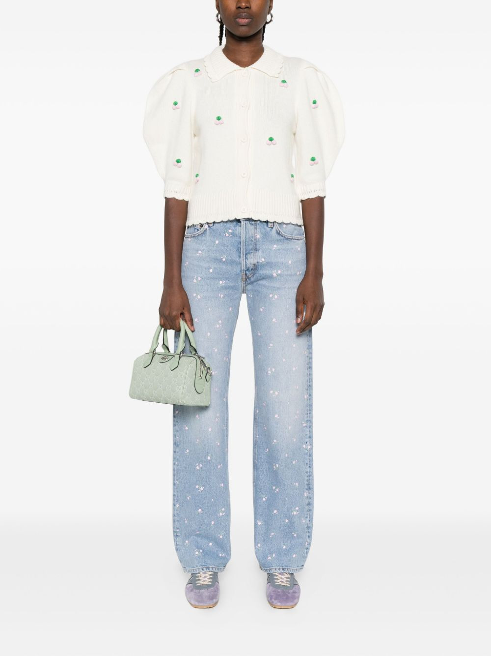 floral-print jeans - 2