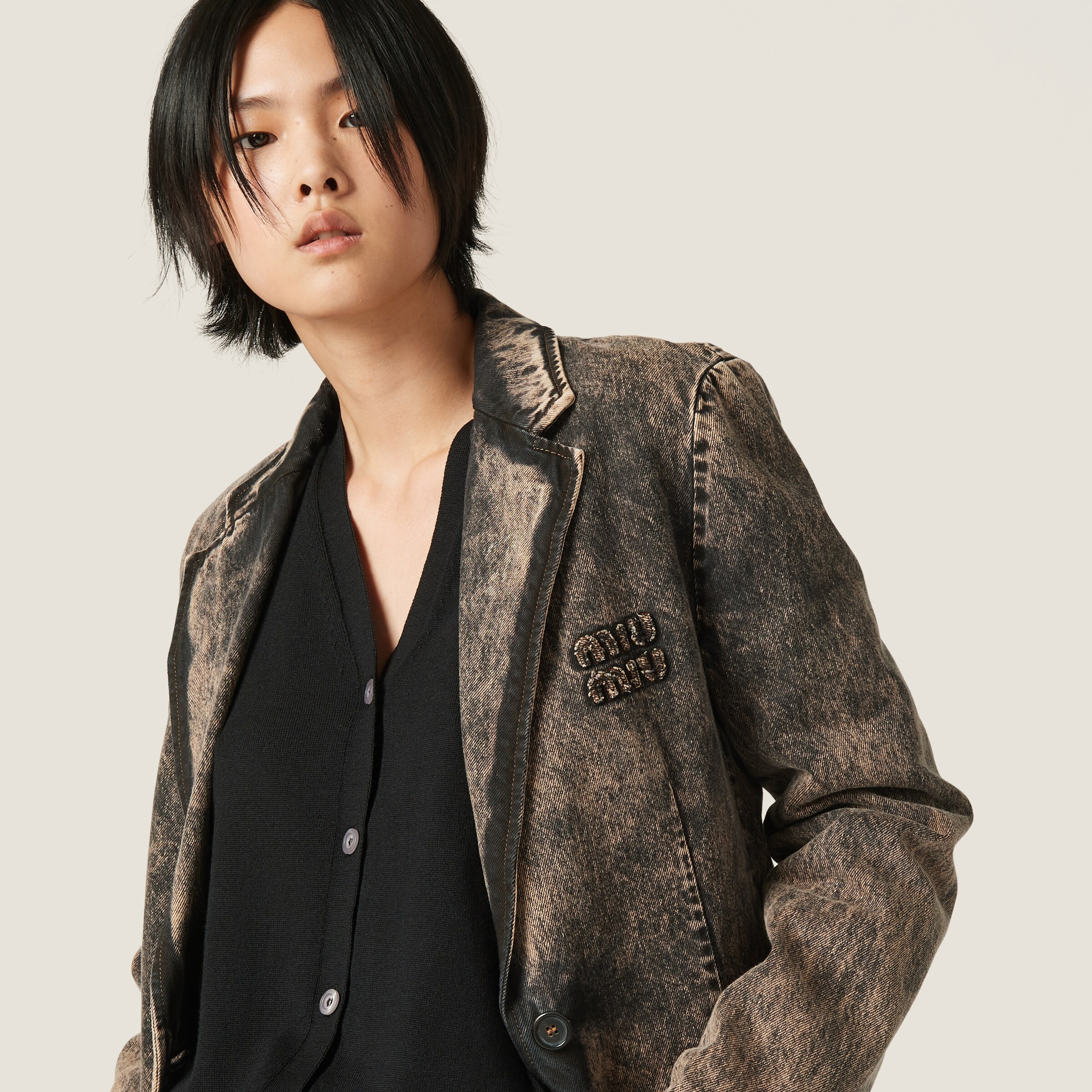 Marbleized denim jacket - 4