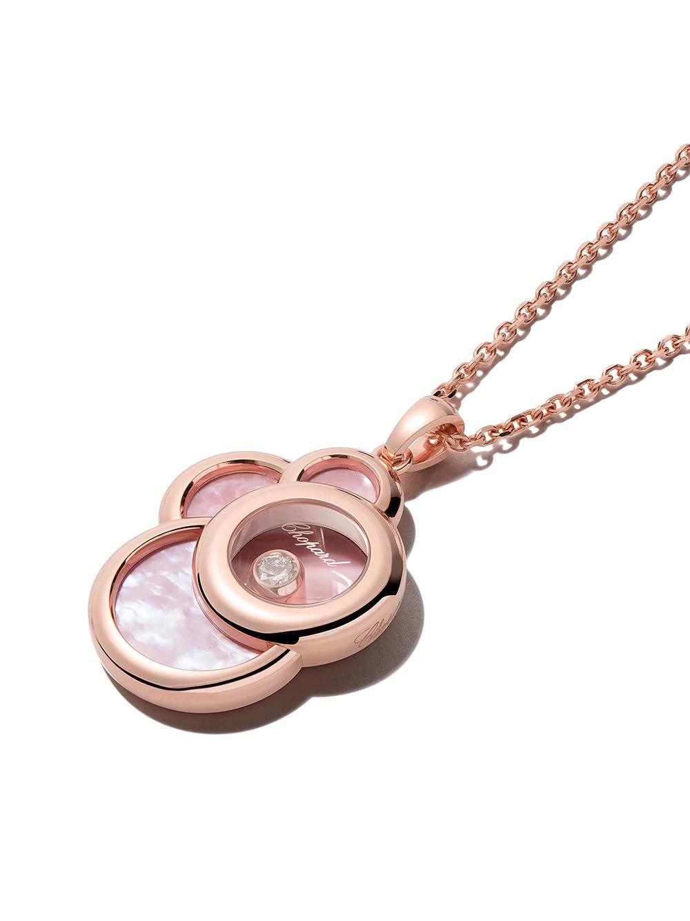 18kt rose gold Happy Dreams pink mother-of-pearl and diamond pendant necklace - 3