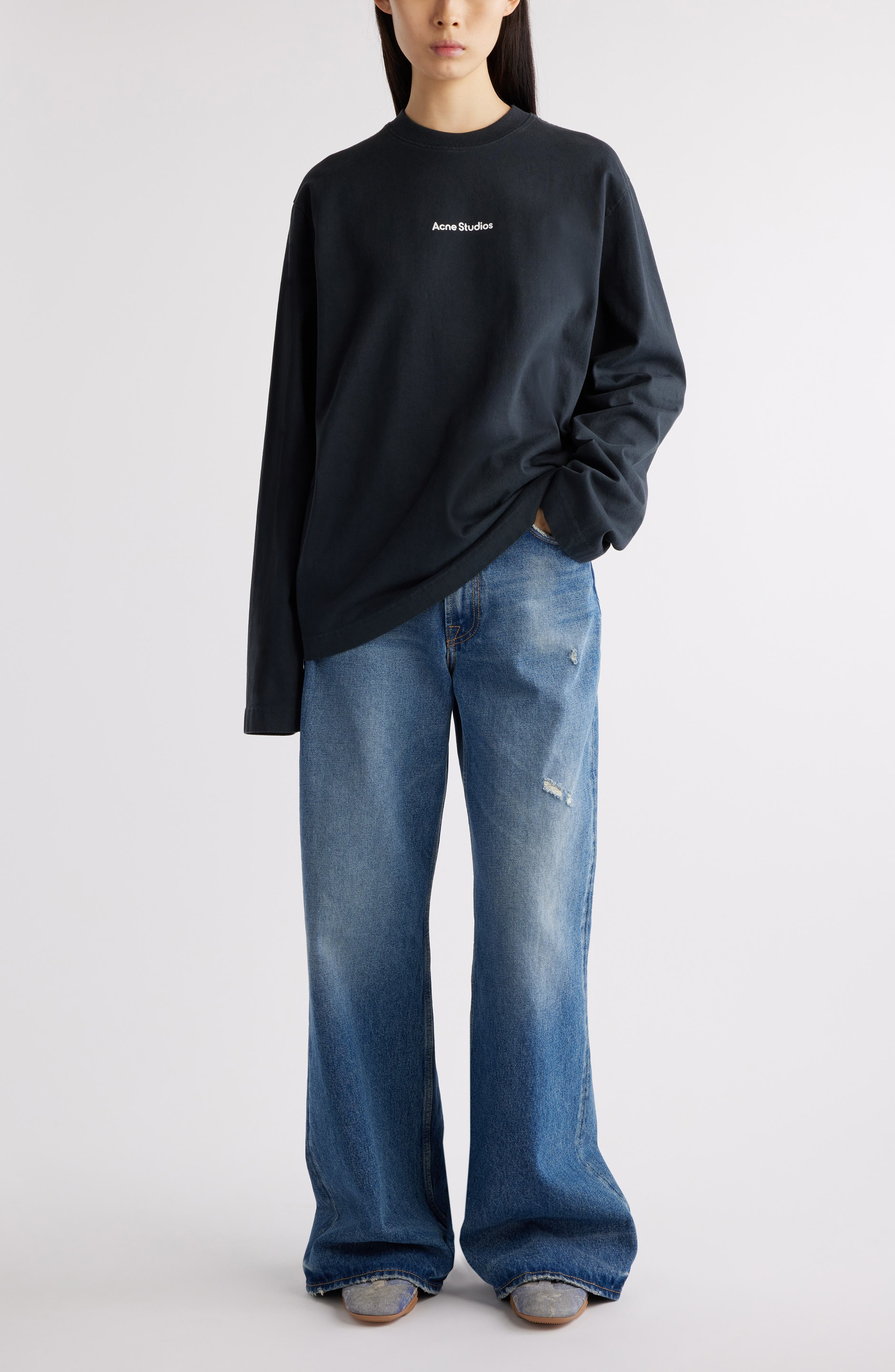 Acne Studios Edden Oversize Organic Cotton Logo Graphic T-Shirt in Black at Nordstrom - 2