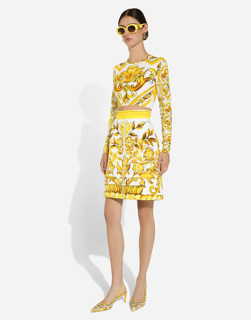 짧은 majolica-print brocade 스커트 6
