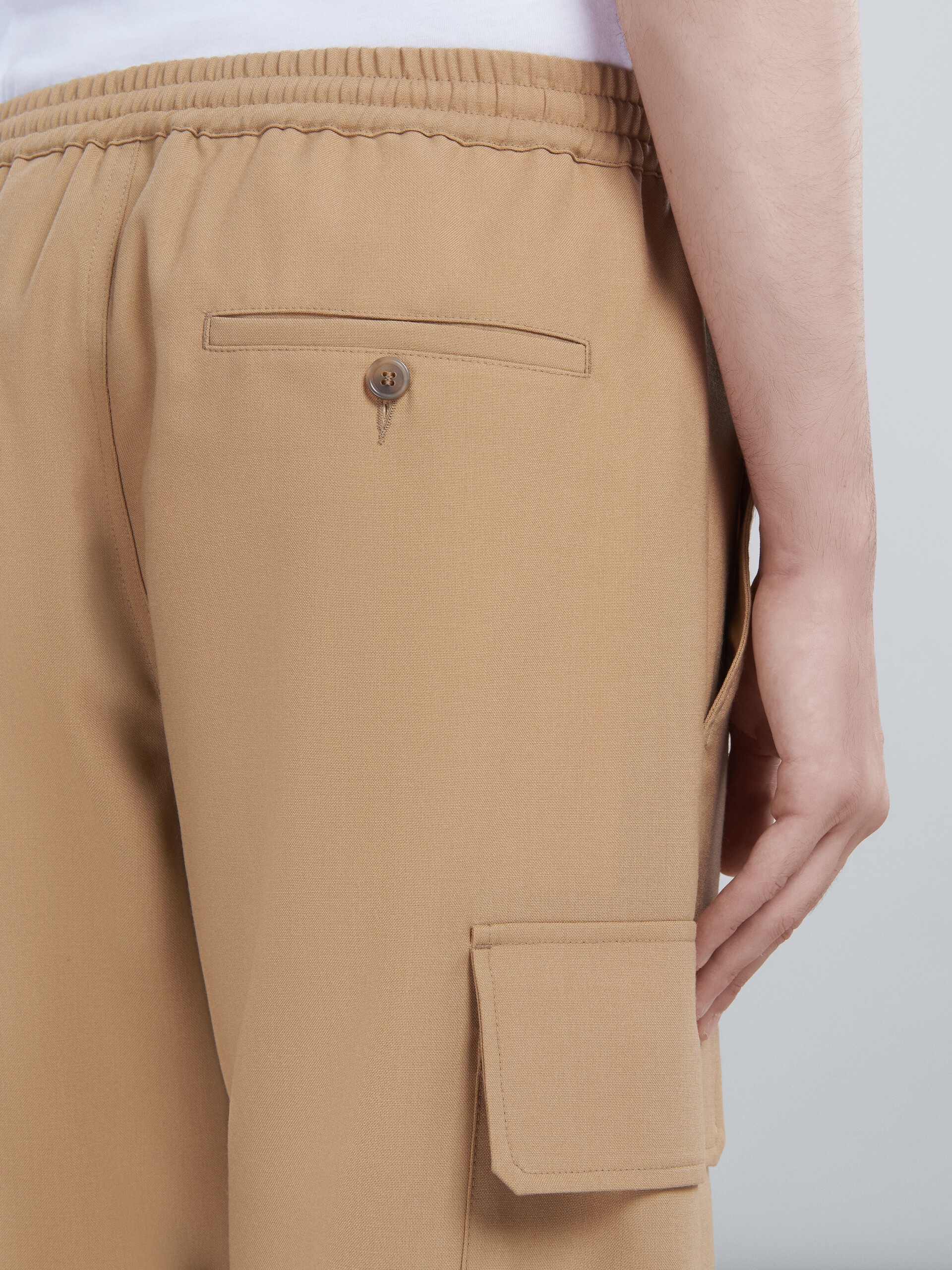 BEIGE TROPICAL WOOL CARGO PANTS - 4