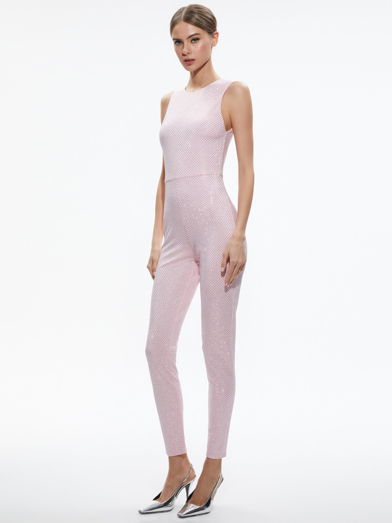 Alice + Olivia FREDDIE CREWNECK EMBELLISHED CATSUIT outlook