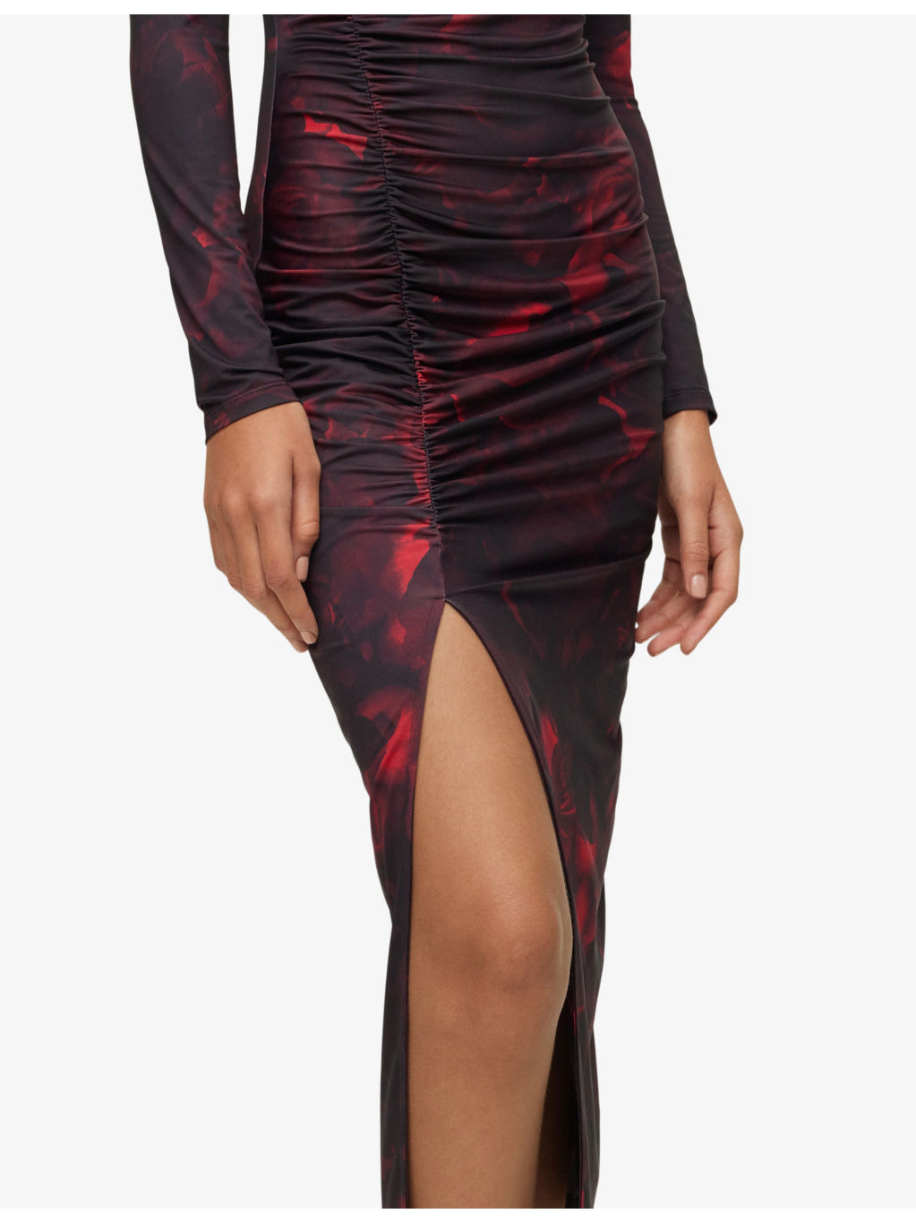 Abstract-print slim-fit midi dress - 6