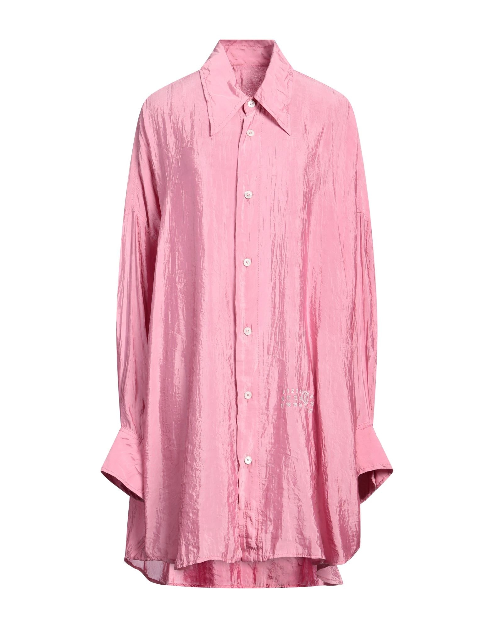 Pink Women's Solid Color Shirts & Blouses - 1