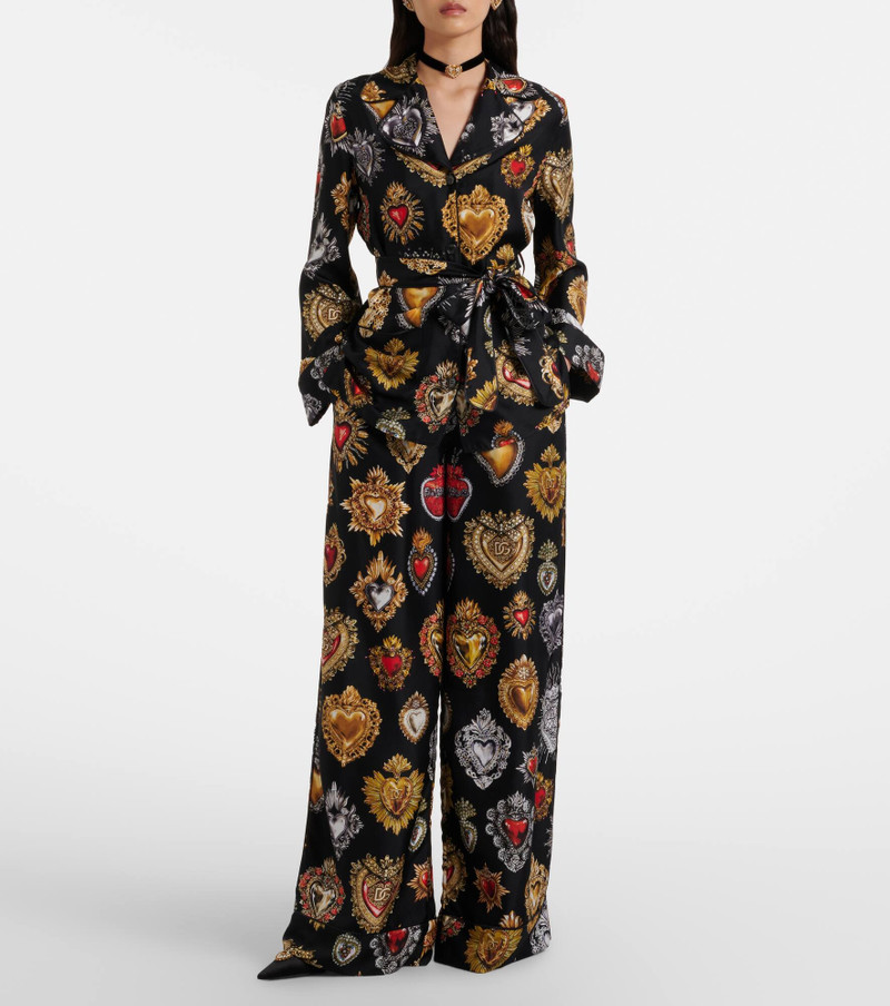 Dolce & Gabbana Devotion silk twill palazzo pants outlook