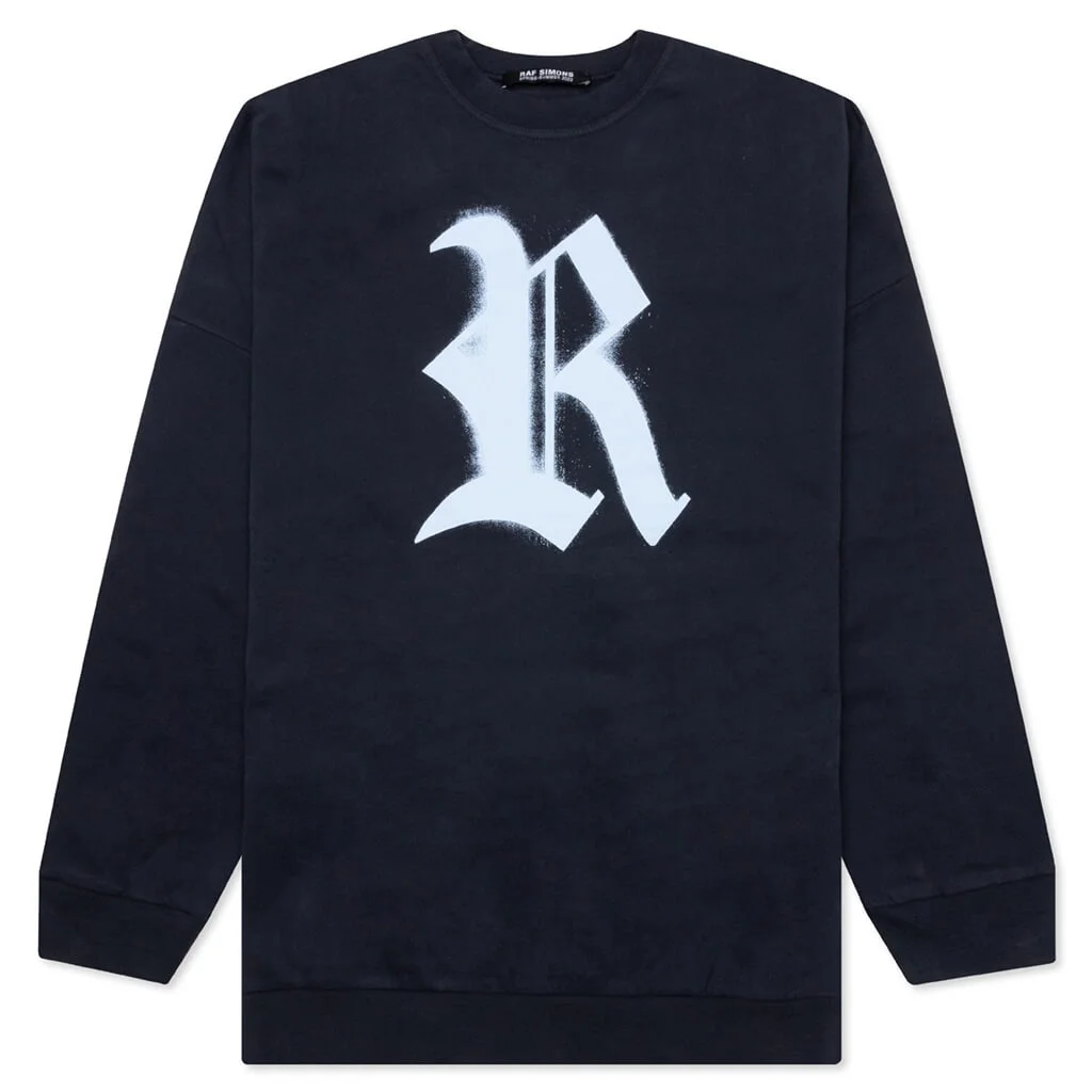 CREWNECK SWEATER W/ R PRINT - DARK NAVY - 1