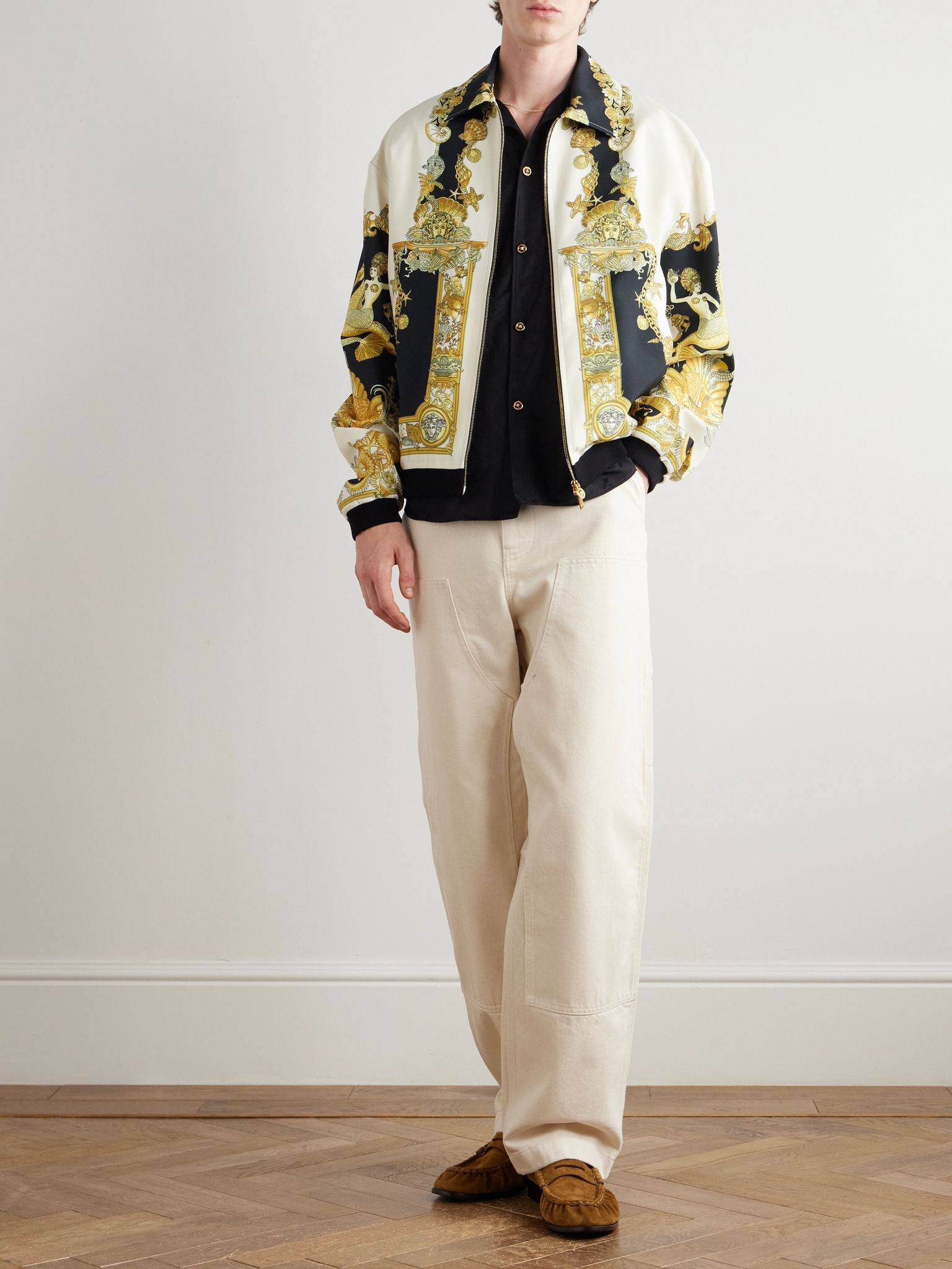 Printed Woven Blouson Jacket Ivory - 2