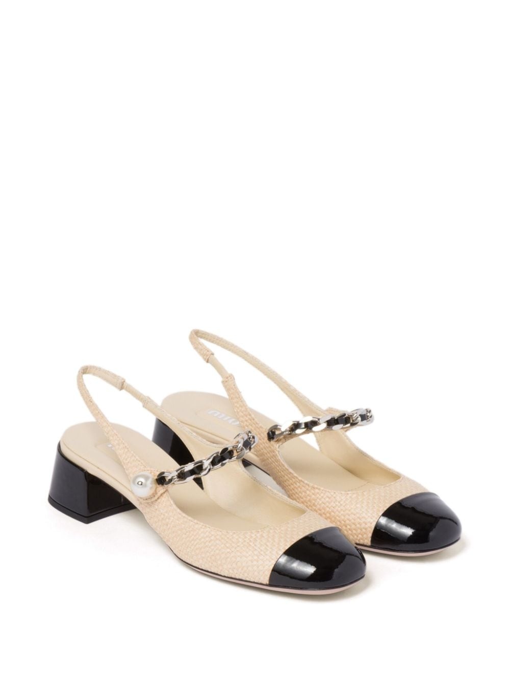 35mm pearl-embellished raffia pumps - 2