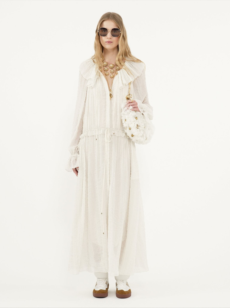GATHERED LONG DRESS IN SILK CRÊPON 5