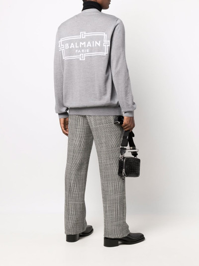 Balmain logo-appliqué merino wool cardigan outlook