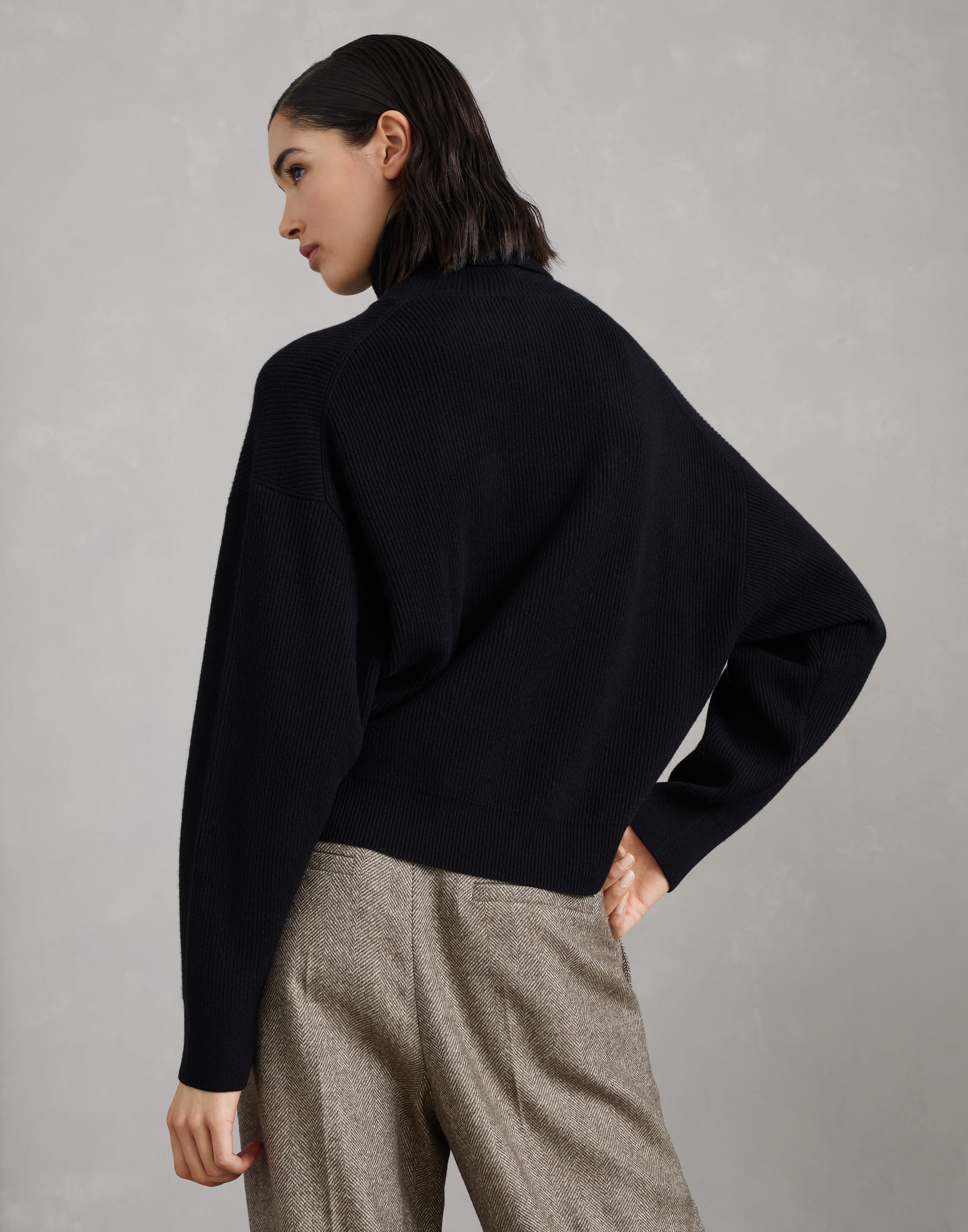 Virgin wool, cashmere and silk English rib turtleneck sweater - 2