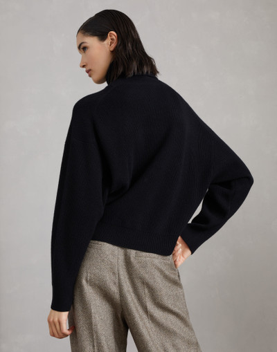 Brunello Cucinelli Virgin wool, cashmere and silk English rib turtleneck sweater outlook