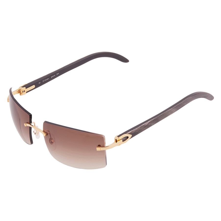 Cartier C Decor Brown Multi Treatment Rectangular Men's Sunglasses CT0021RS 001 59 - 3
