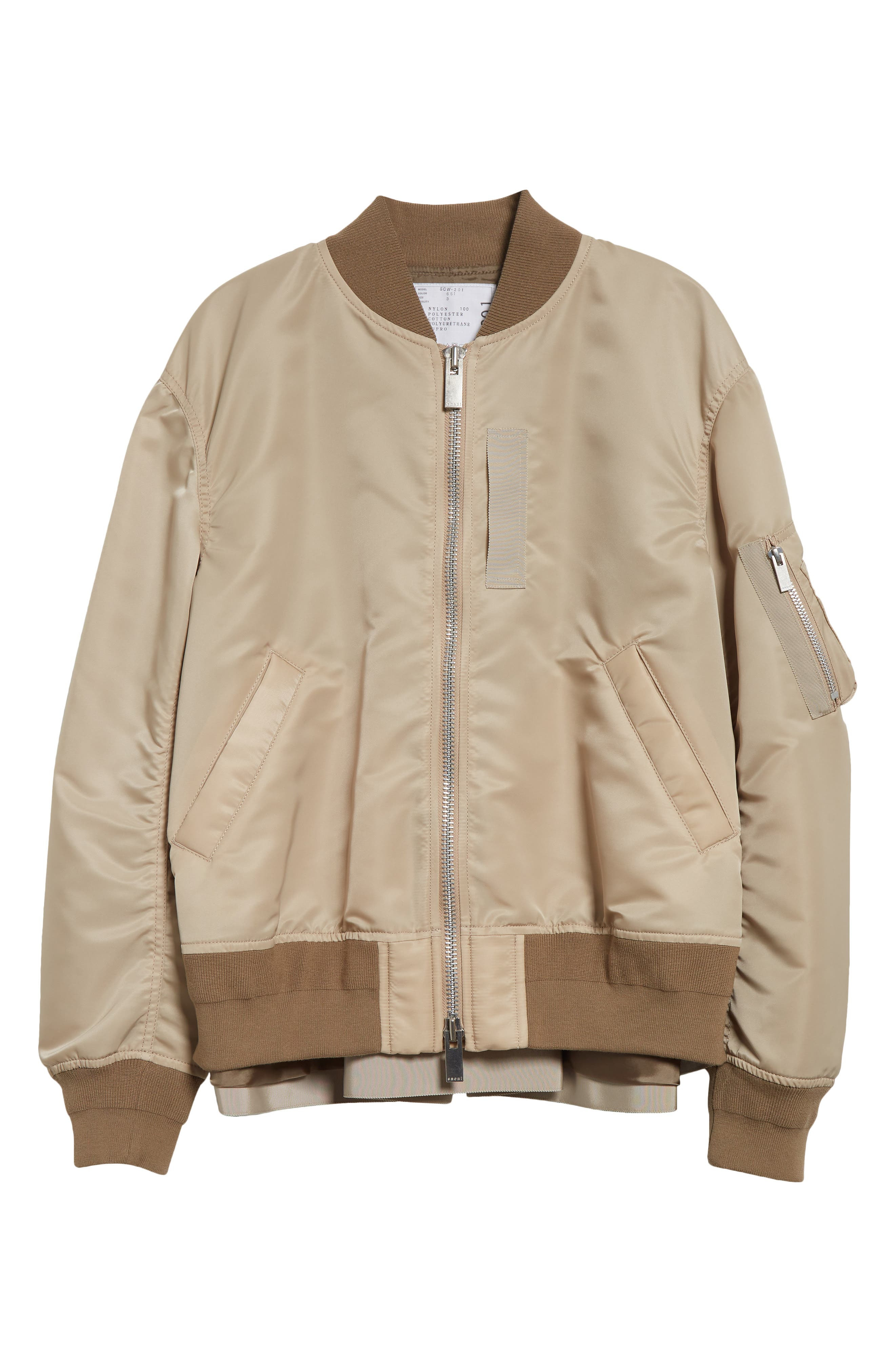 Sacai Nylon Twill Bomber Jacket in Beige at Nordstrom - 7