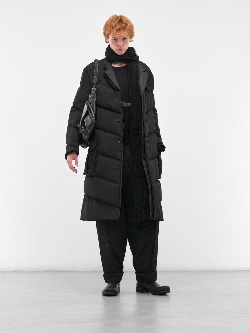 Yohji Yamamoto Black Diagonal Quilted Padded Coat outlook