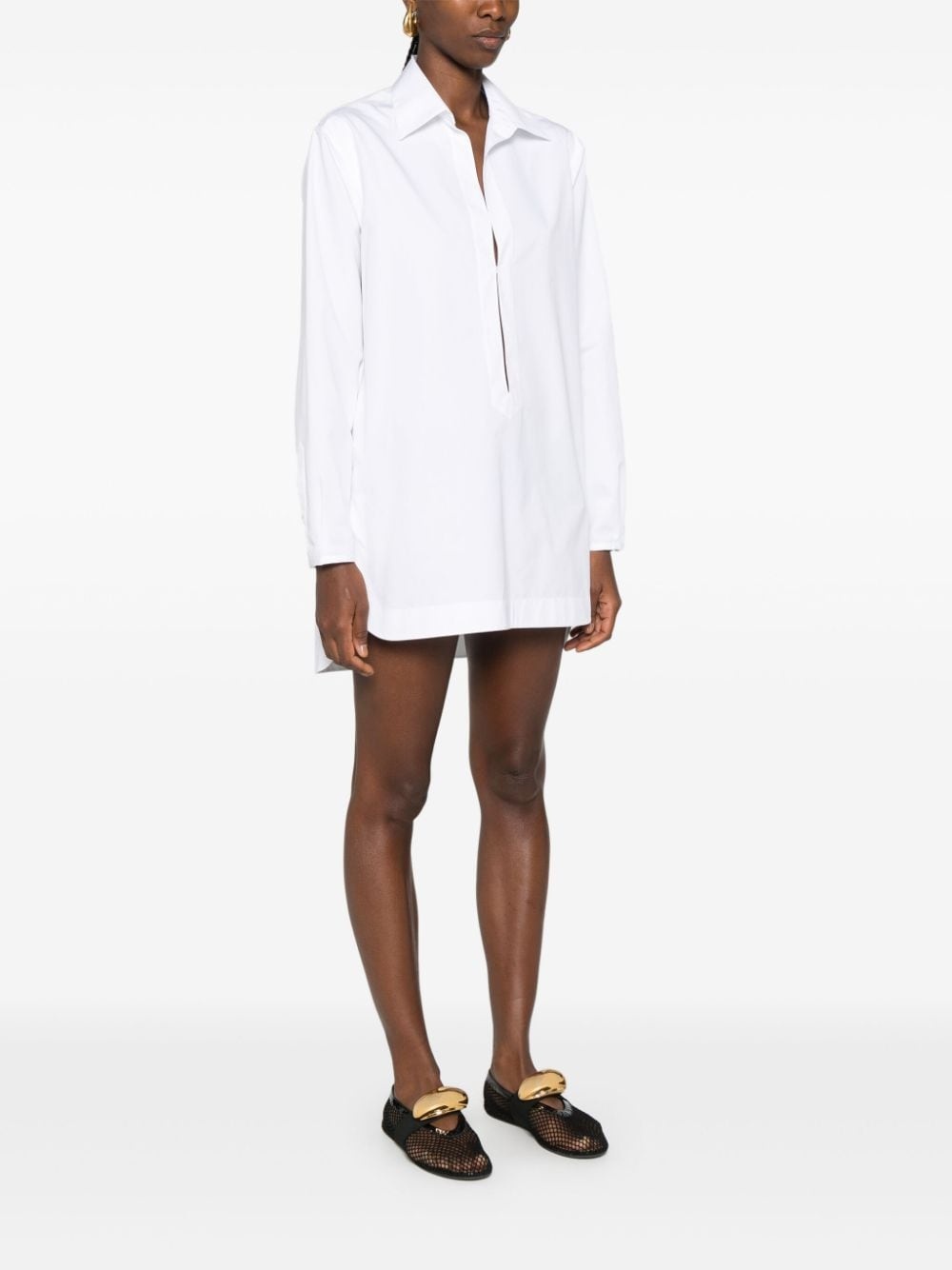 cotton poplin mini shirt dress - 3