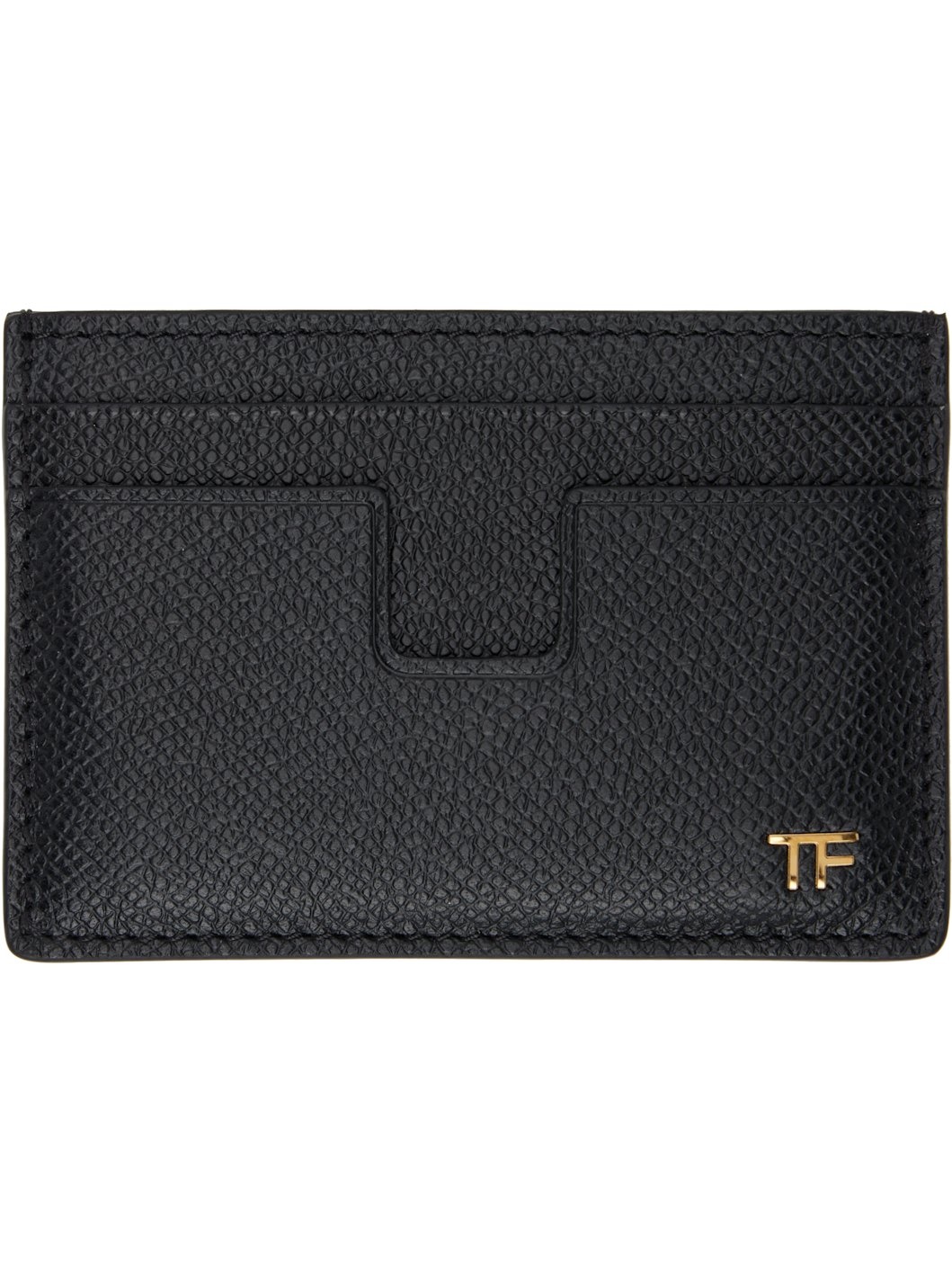 Black Small Grain Leather Classic Card Holder - 1