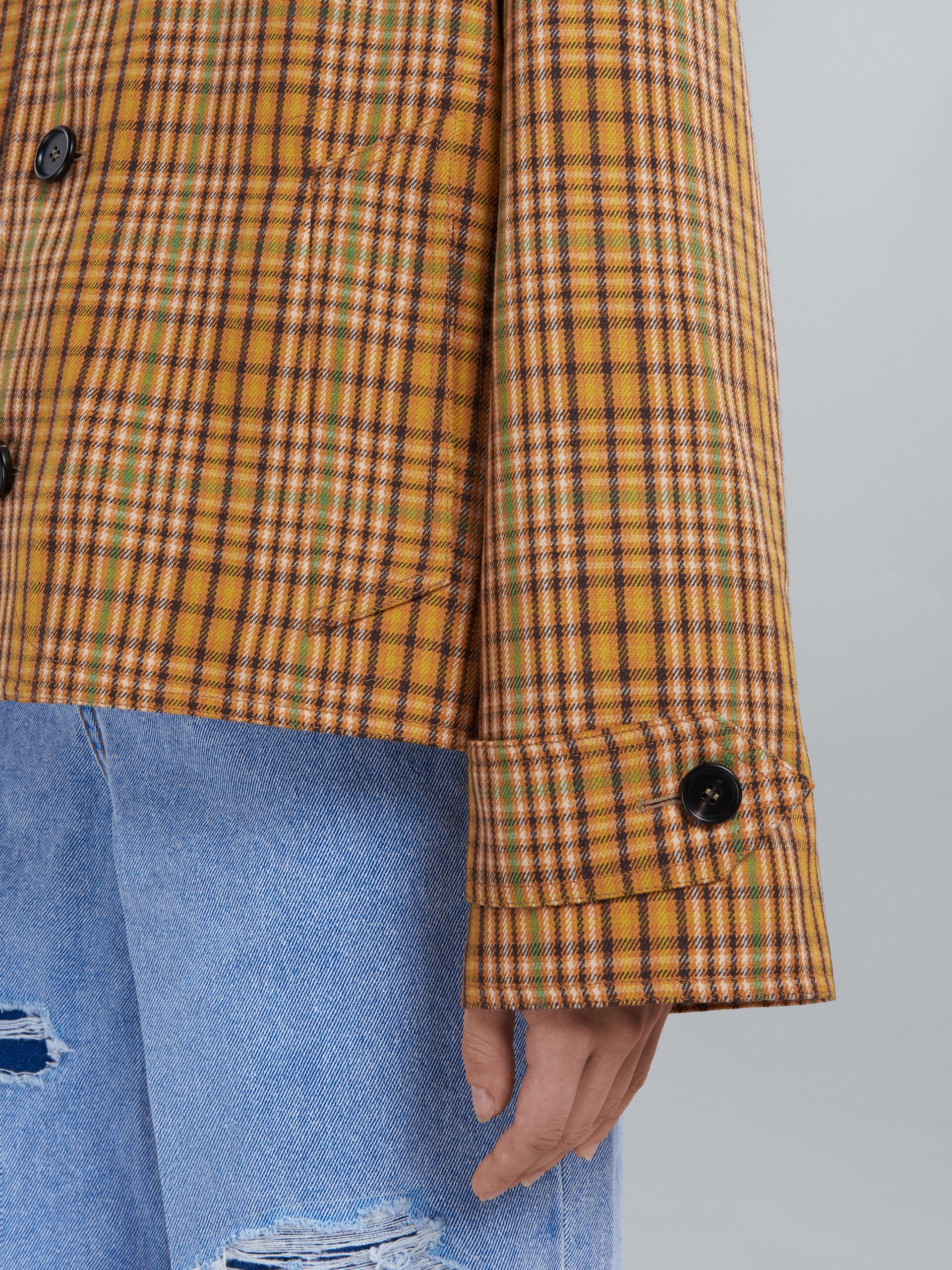 ORANGE CHECK WOOL JACKET - 5
