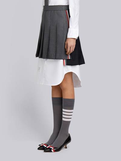 Thom Browne Dark Grey Fun-mix Wool Twill Striped Pleated Mini Skirt outlook