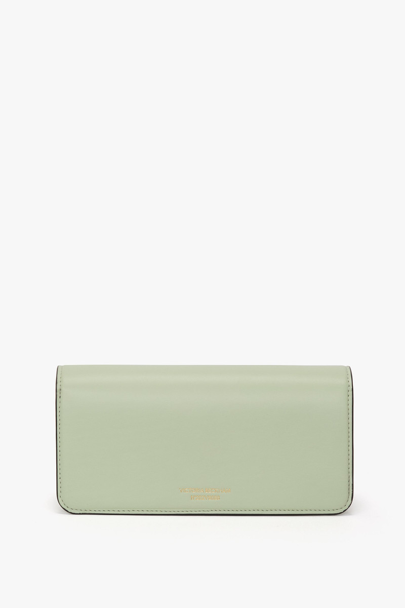 202 Clutch Bag In Pale Green Smooth Leather 6