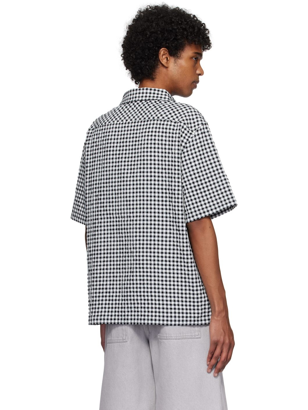 Black & White Gingham Seersucker Shirt - 3