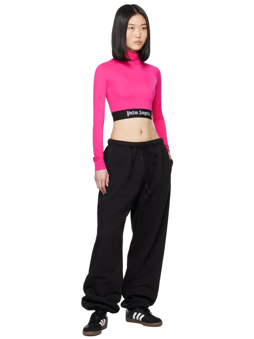Pink Cropped Long Sleeve T-Shirt - 4