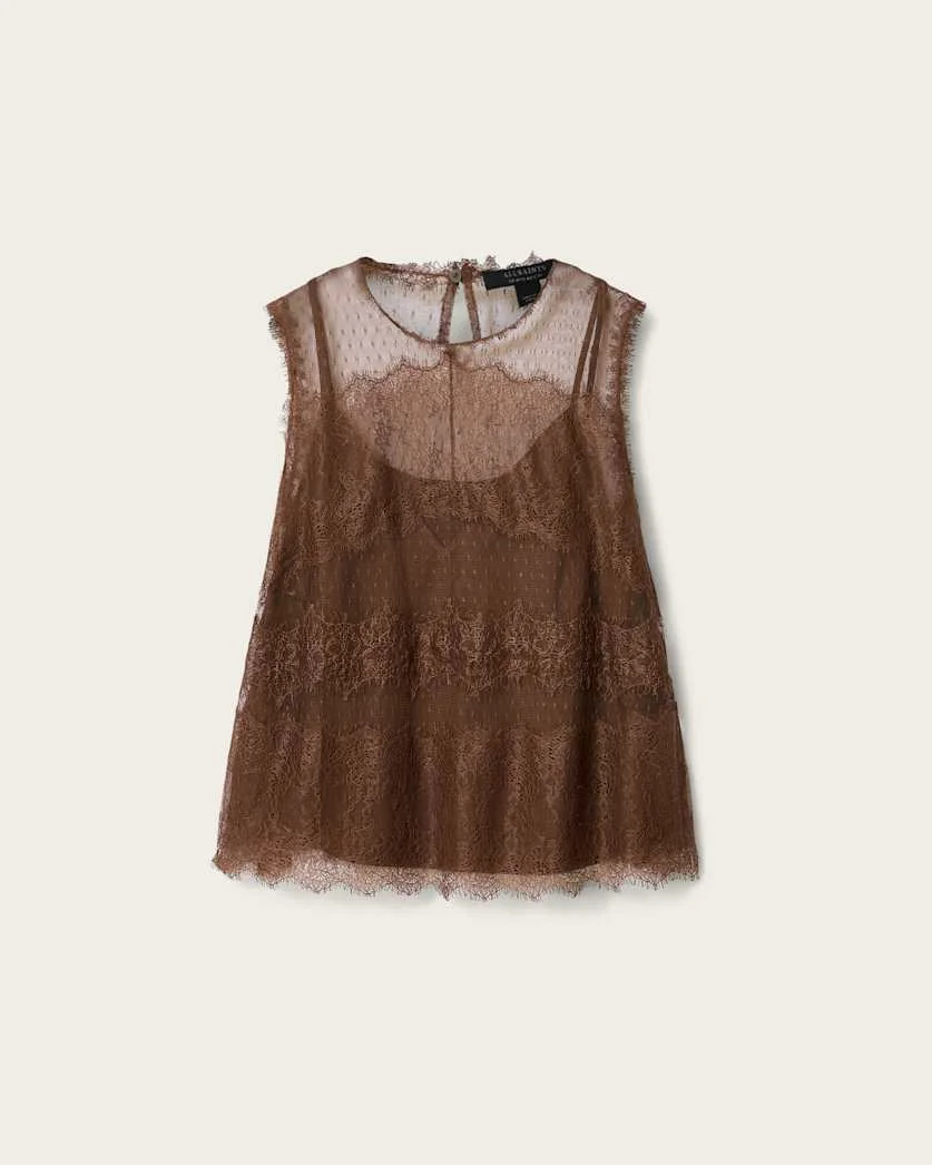 CLARA LACE MESH SLEEVELESS TOP - 1