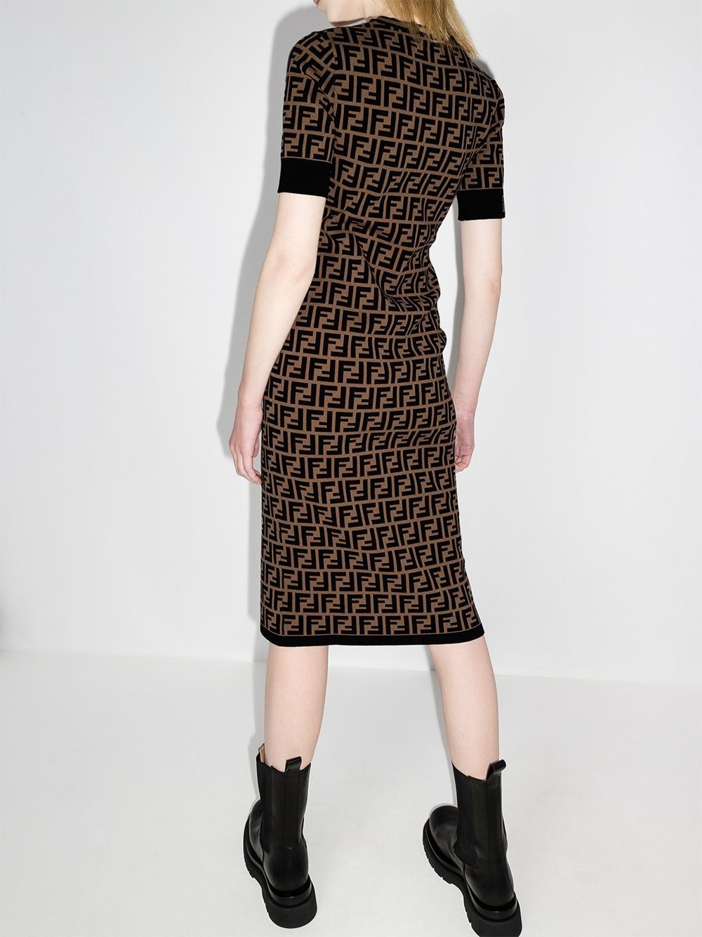 FF logo print fitted dress - 3