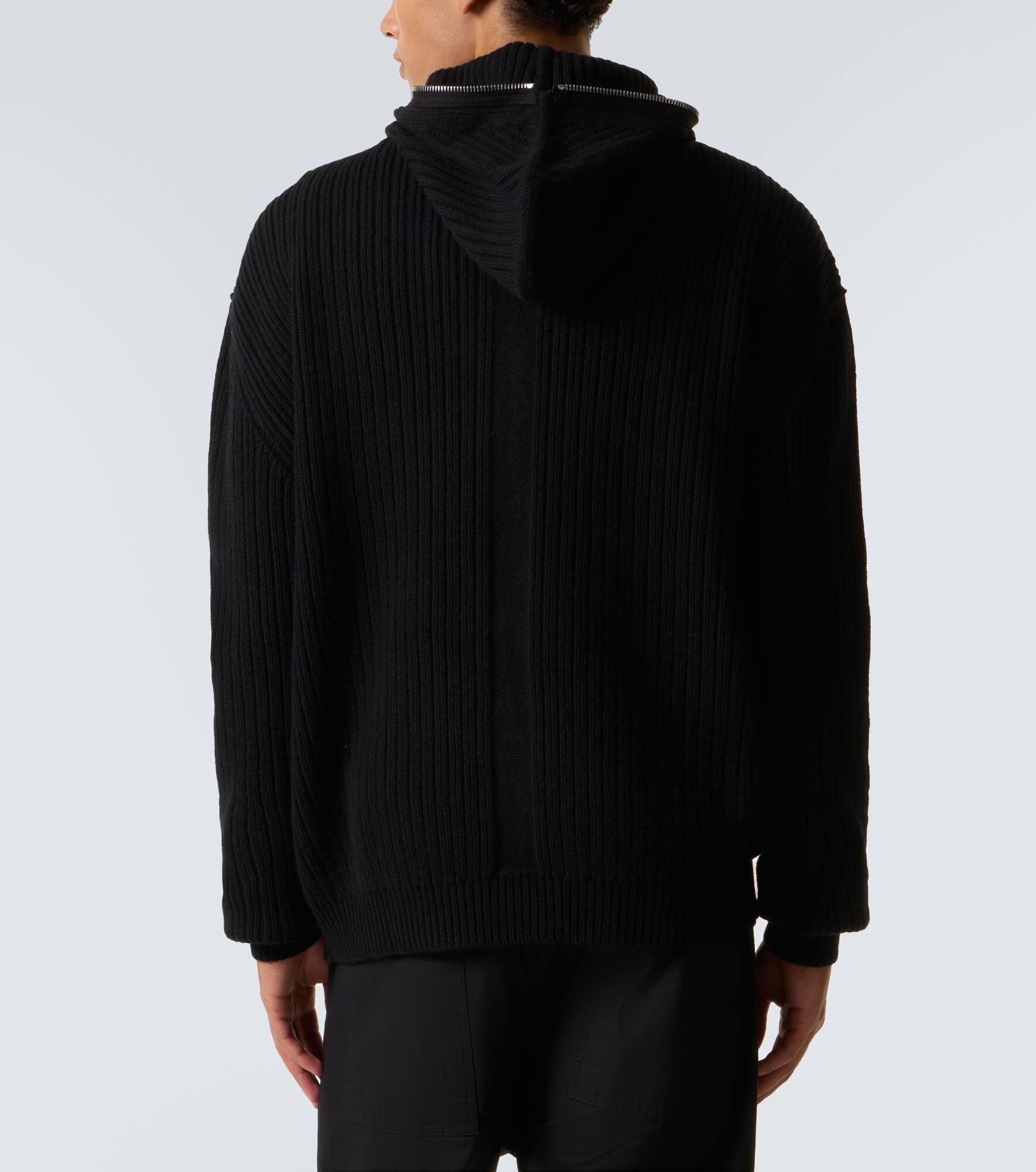 Ribbed-knit virgin wool zip-up sweater - 4