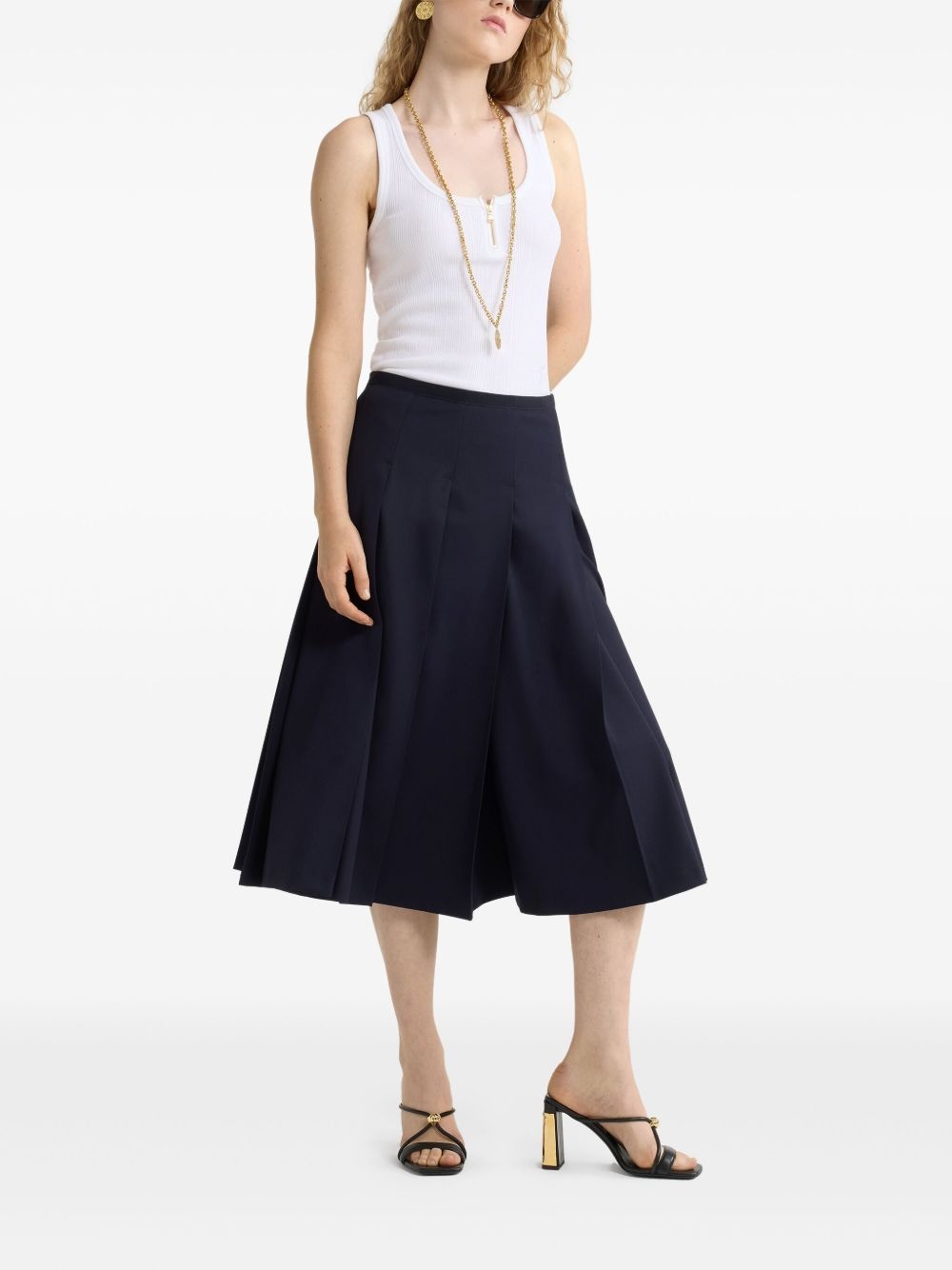 pleated twill midi skirt - 2