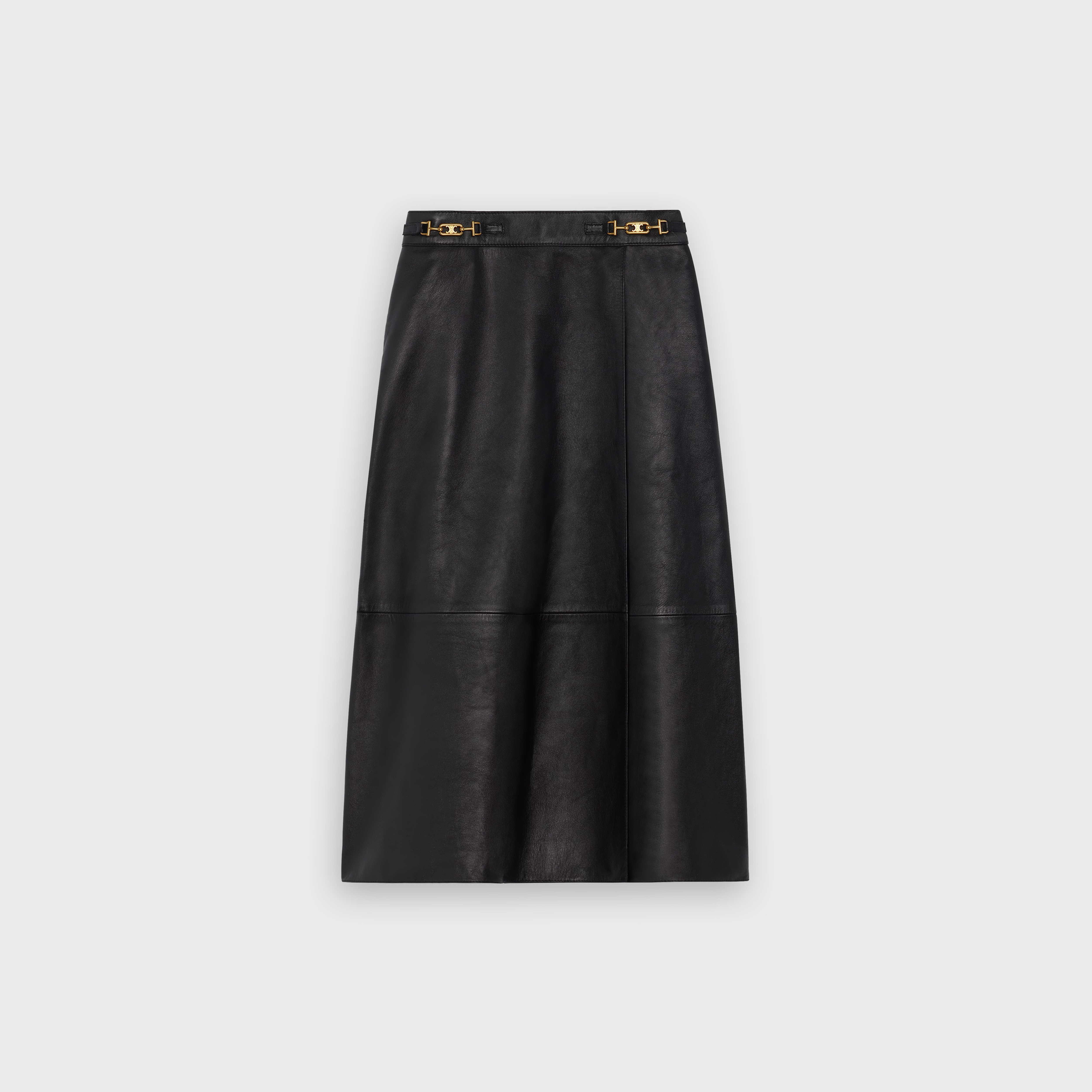 MIDI SKIRT WITH SIGNATURE IN FINE-GRAIN LAMBSKIN - 1