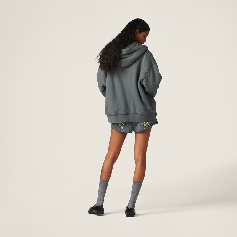 Garment-dyed cotton fleece shorts with embroidered logo 3
