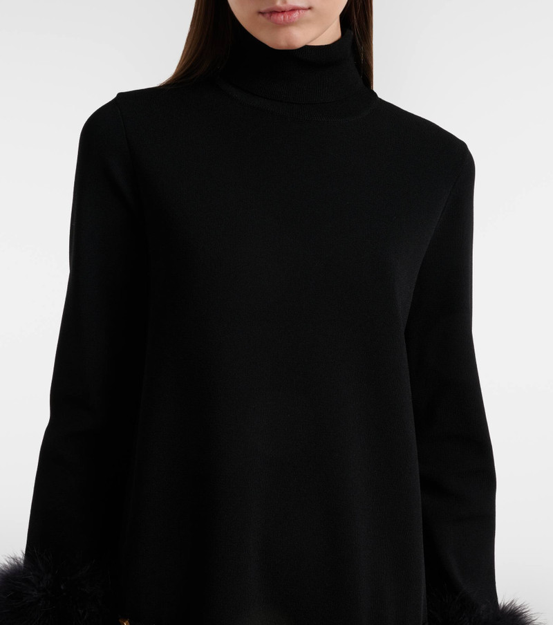 VLogo feather-trimmed turtleneck minidress 4
