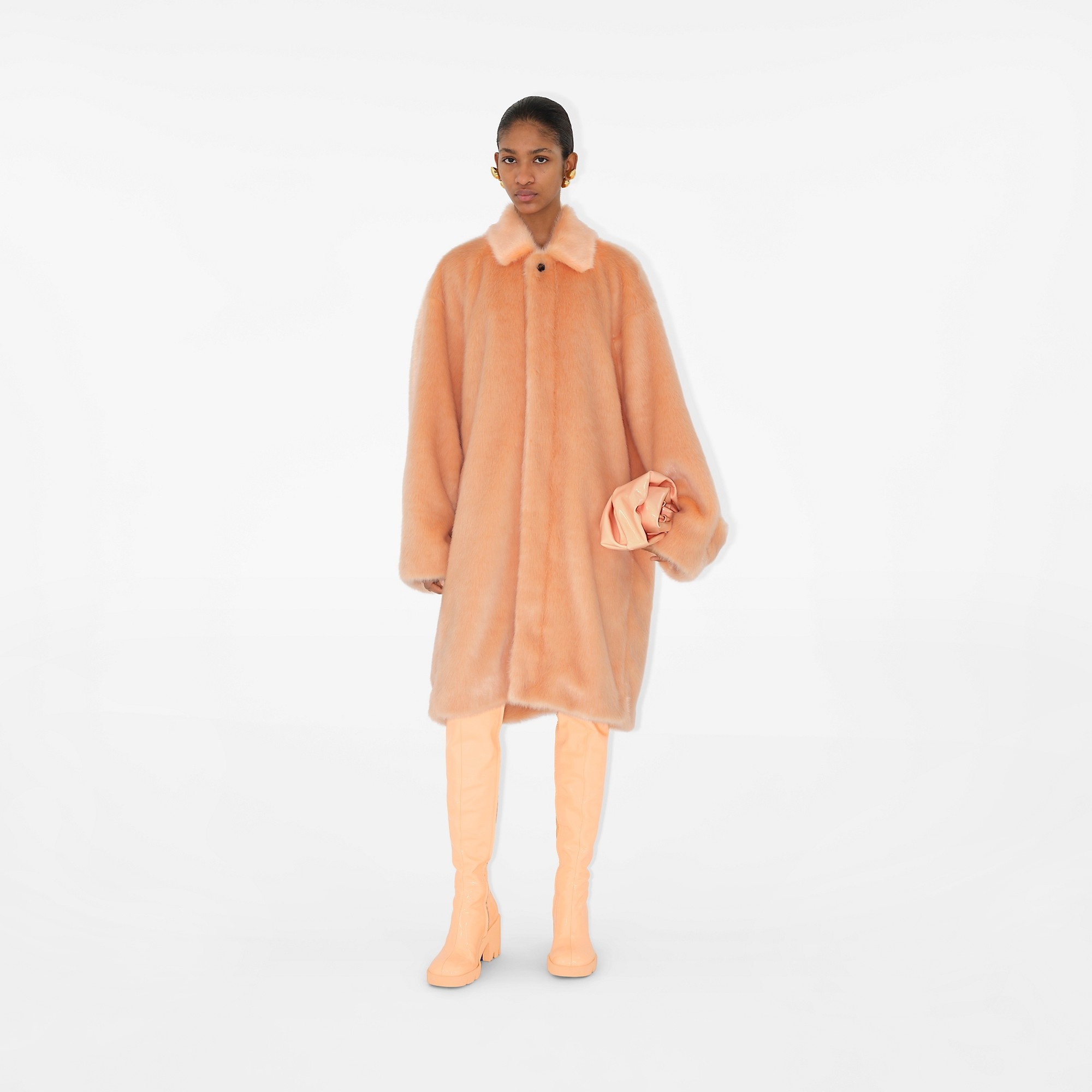 Long Faux Fur Car Coat - 2