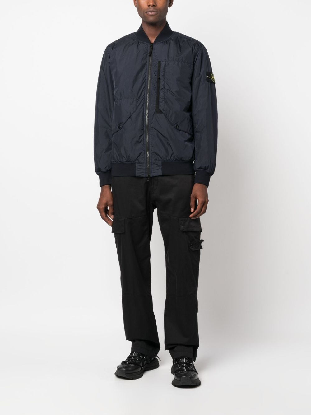 Compass-badge panelled bomber jacket - 2