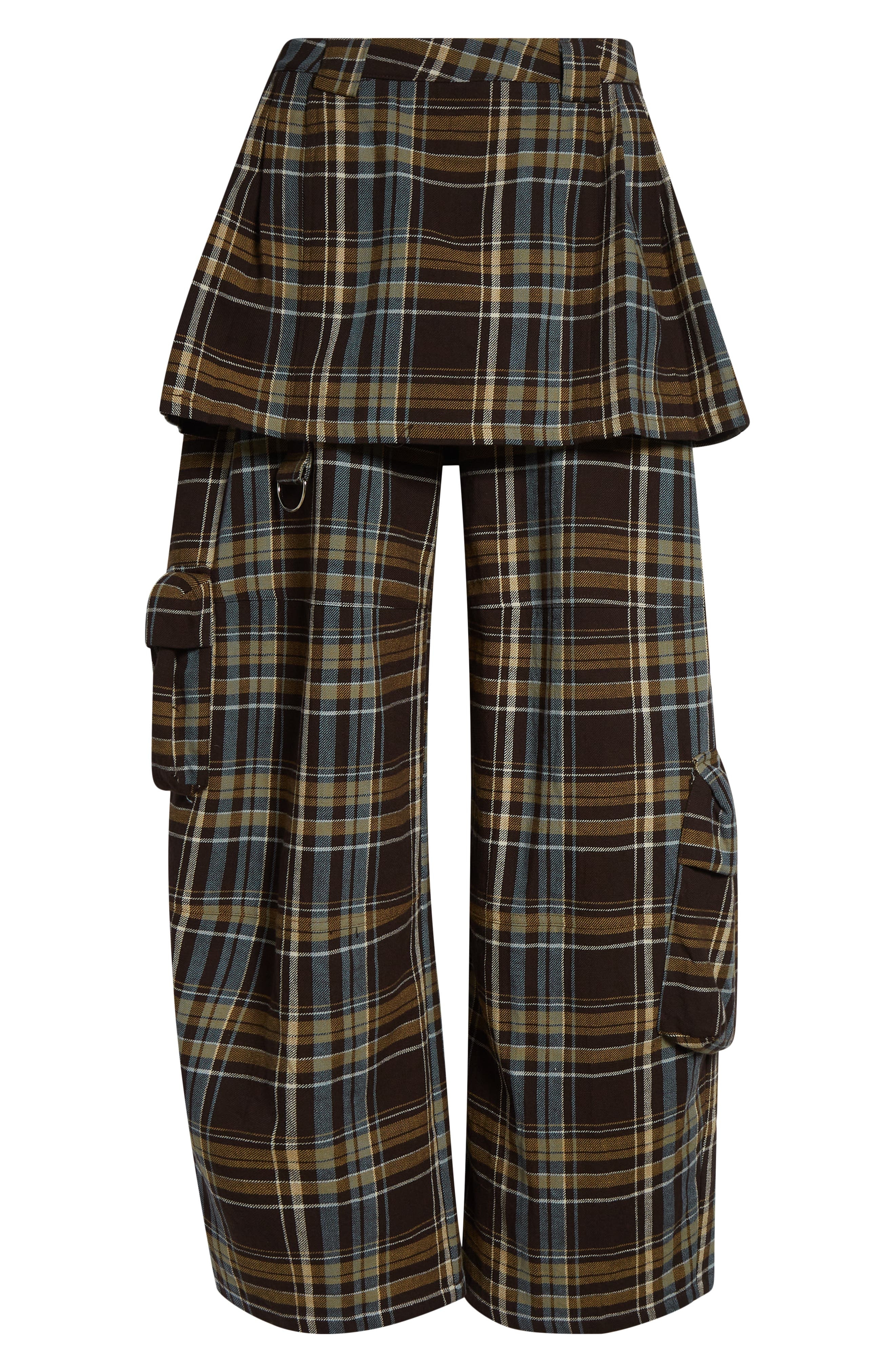 Collina Strada Lawn Plaid Skirt Overlay Cargo Pants in Loam Plaid at Nordstrom - 5