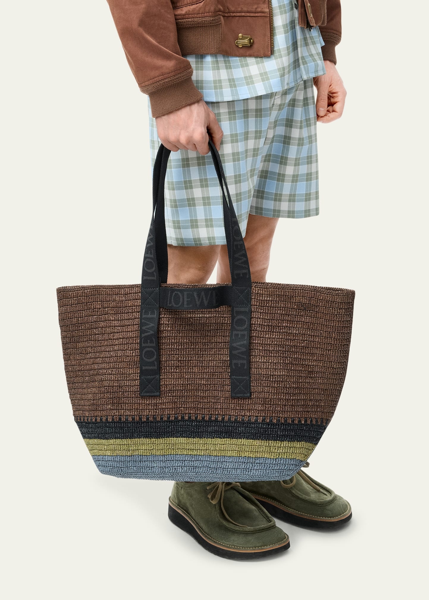 Men's Fold Raffia Shopper Tote Bag - 2