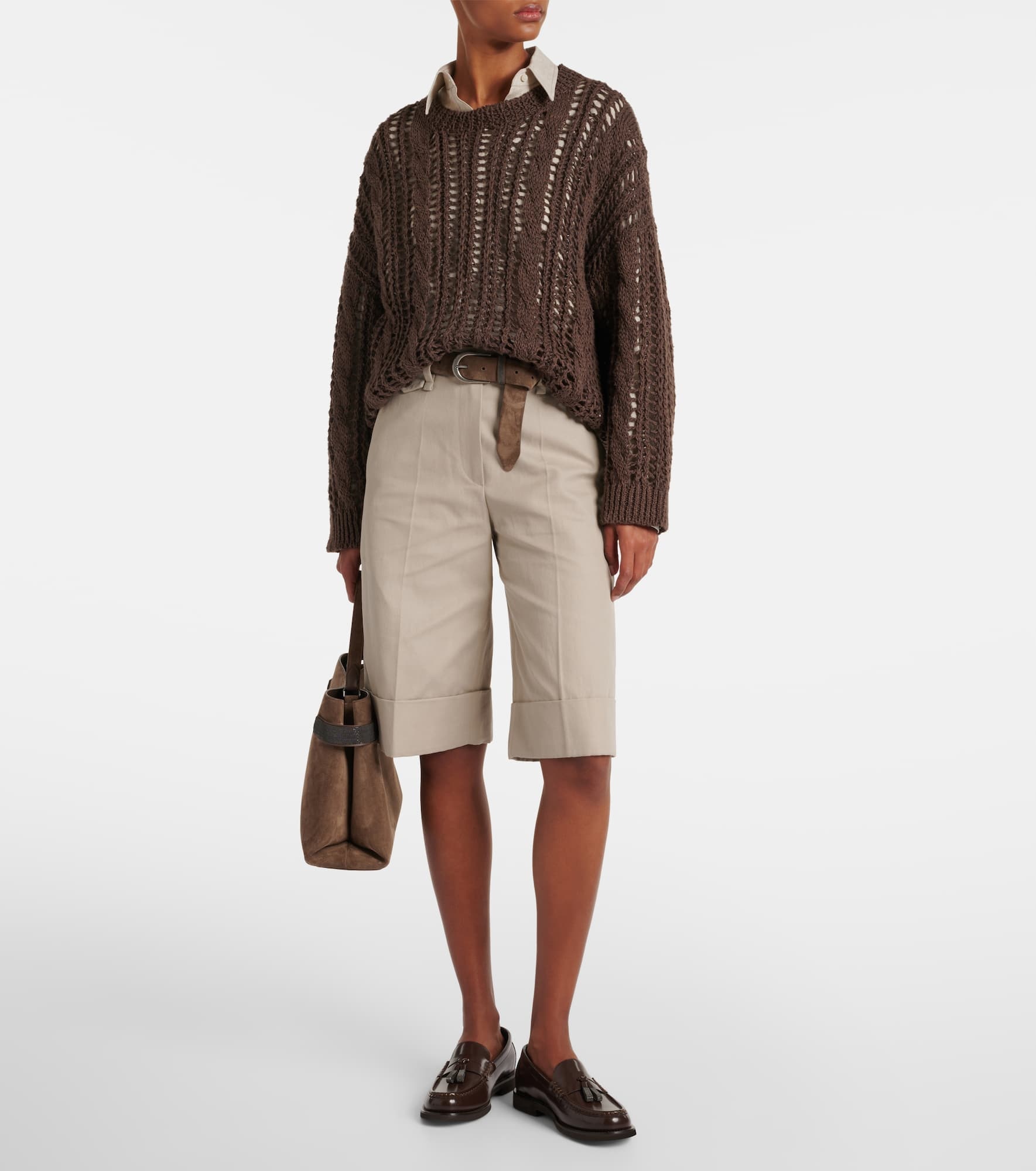 Cotton and linen Bermuda shorts - 2