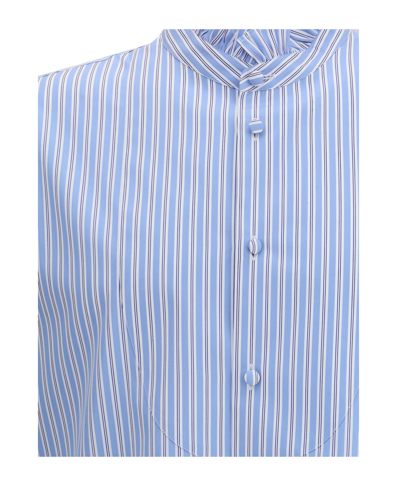 Striped Plastron And Ruffle Shirt - 3