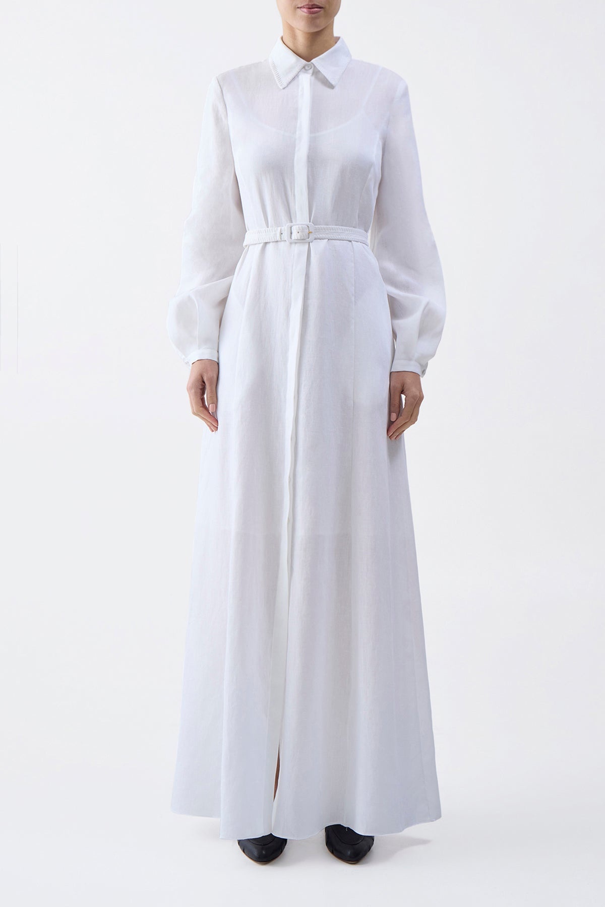 Breton Dress in Ivory Aloe Linen - 2