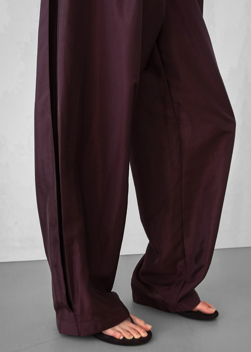 Aduna Satin Pleated Trousers - Burgundy 4