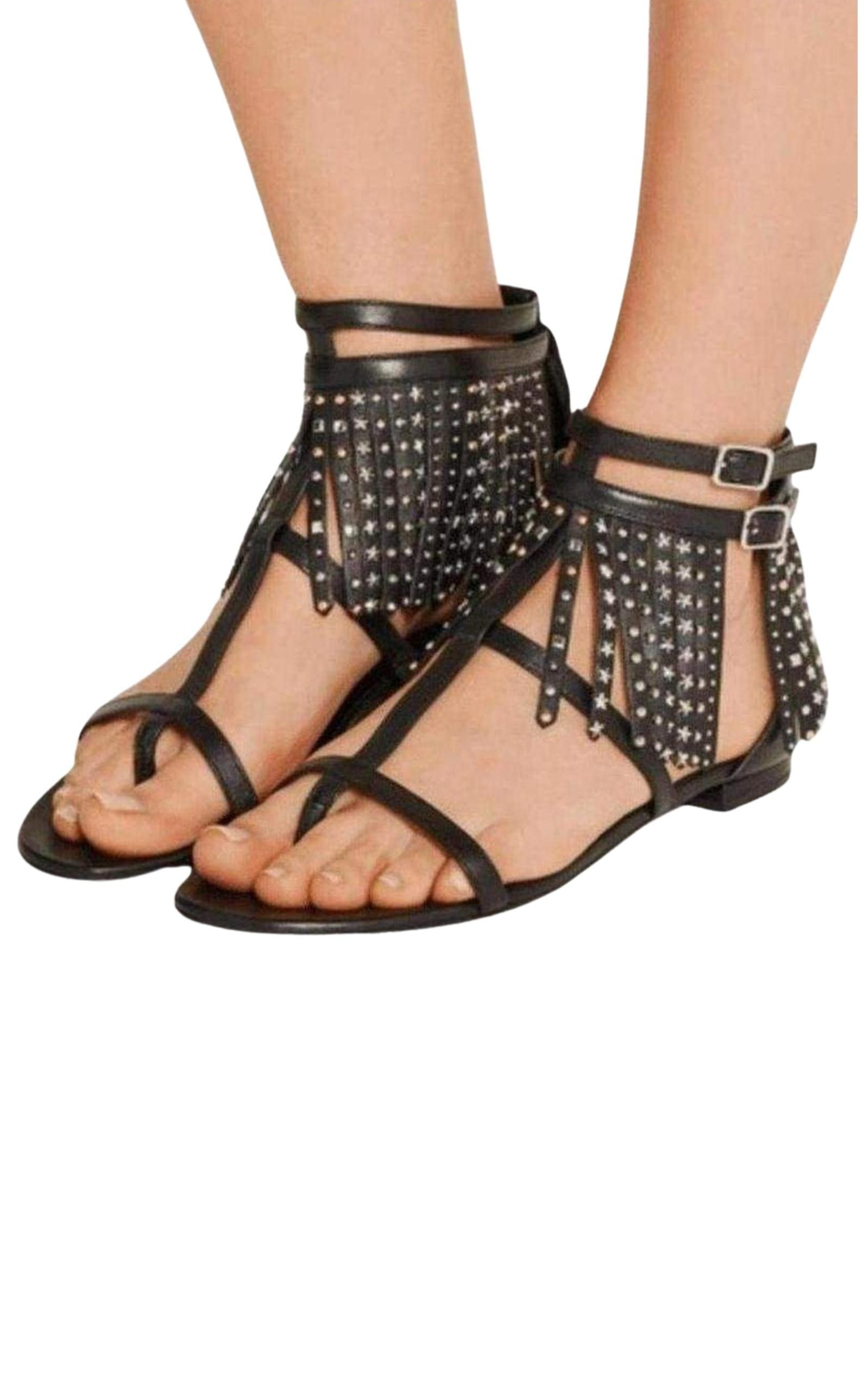 Leather Fringe Sandals - 2
