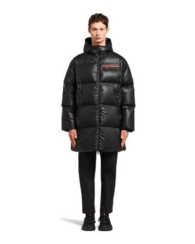 Prada Light Nylon hooded midi down jacket outlook